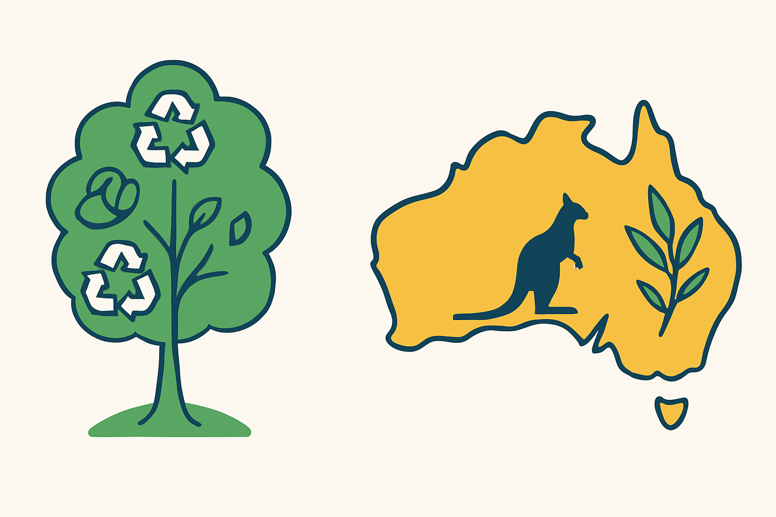 Illustration of green technology and recycling symbols