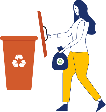 Woman disposing of e-waste into a bin